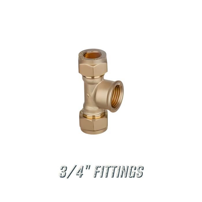 ¾" Compression Fittings - brass ¾ inch compression tee for Irish imperial copper pipe, Excel Industries