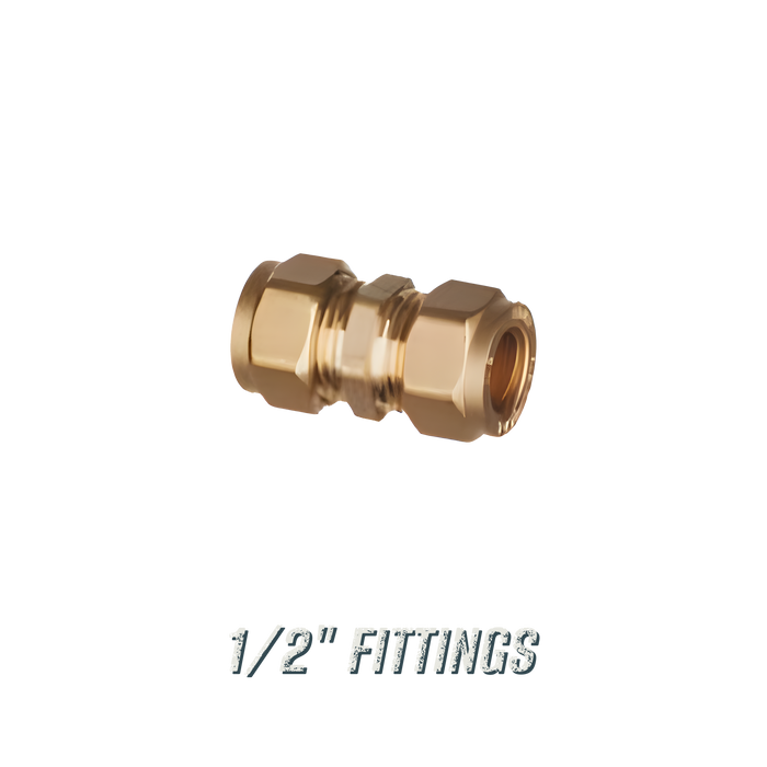 ½" Compression Fittings - brass ½ inch compression coupling for Irish imperial copper pipe, Excel Industries
