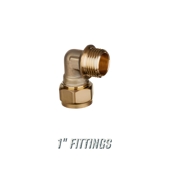 1" Compression Fittings - brass 1 inch male iron compression elbow, Excel Industries