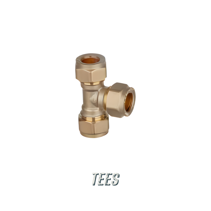 Compression Tees - brass equal compression tee in ½", ¾" and 1", Excel Industries