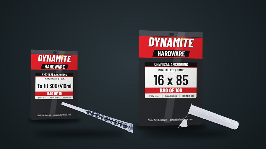 Chemical Anchoring Accessories – Applicator guns, mixing nozzles, sleeves, brushes & pump. Dynamite Hardware, Ireland