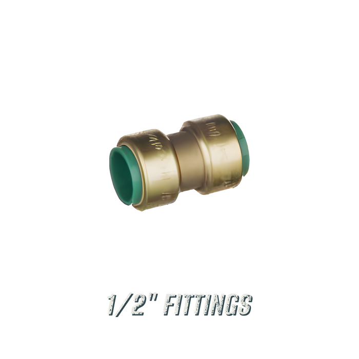 ½" Push-Fit Fittings - Pushtite brass ½ inch push-fit straight coupling