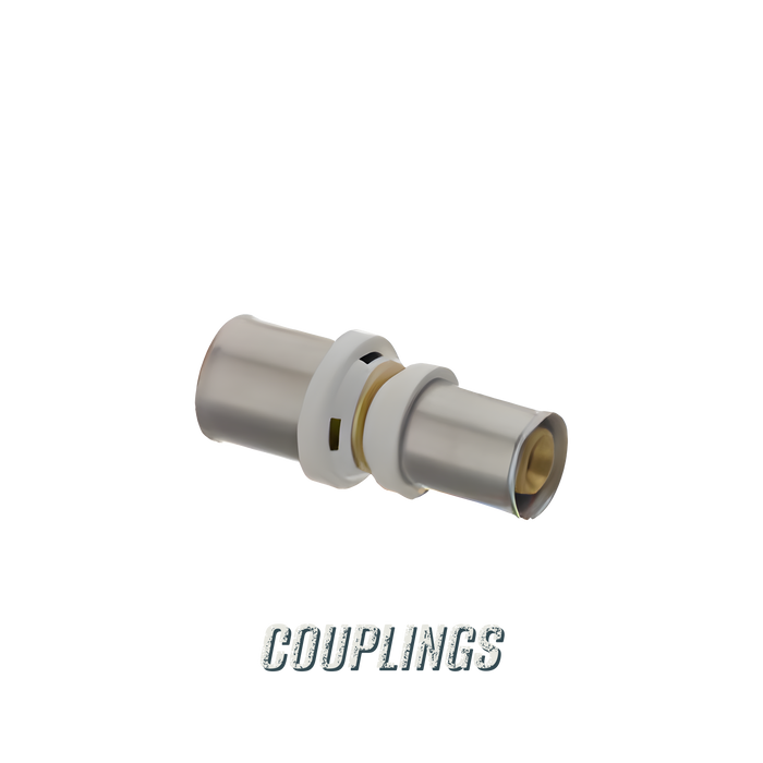 Crimp Couplings & Reducers - multilayer crimp fitting for 16mm, 20mm and 26mm PEX-AL-PEX pipe