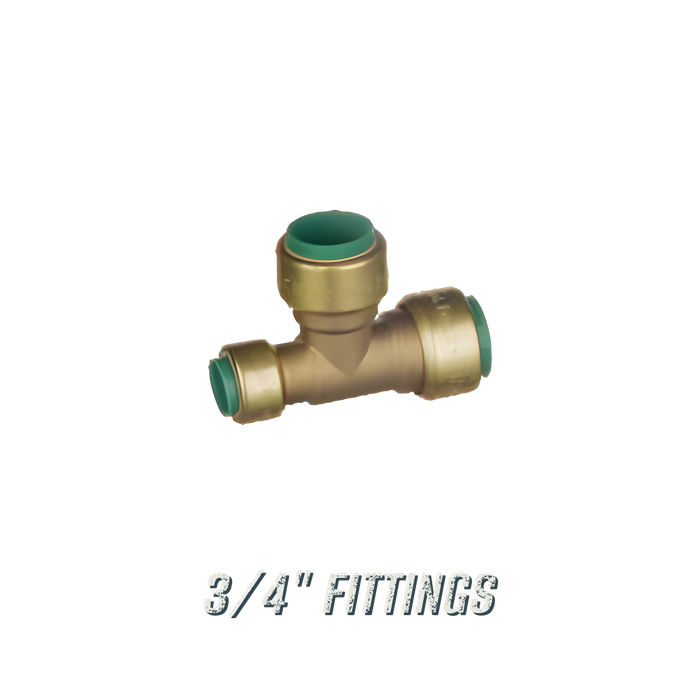 ¾" Push-Fit Fittings - Pushtite brass ¾ inch push-fit tee