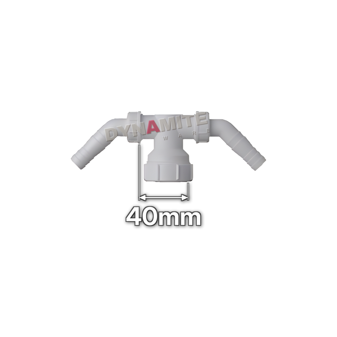 1½" (40mm) Washing Machine Standpipe Double Entry Tee (code WMSPT), size marked with white arrows: 40mm