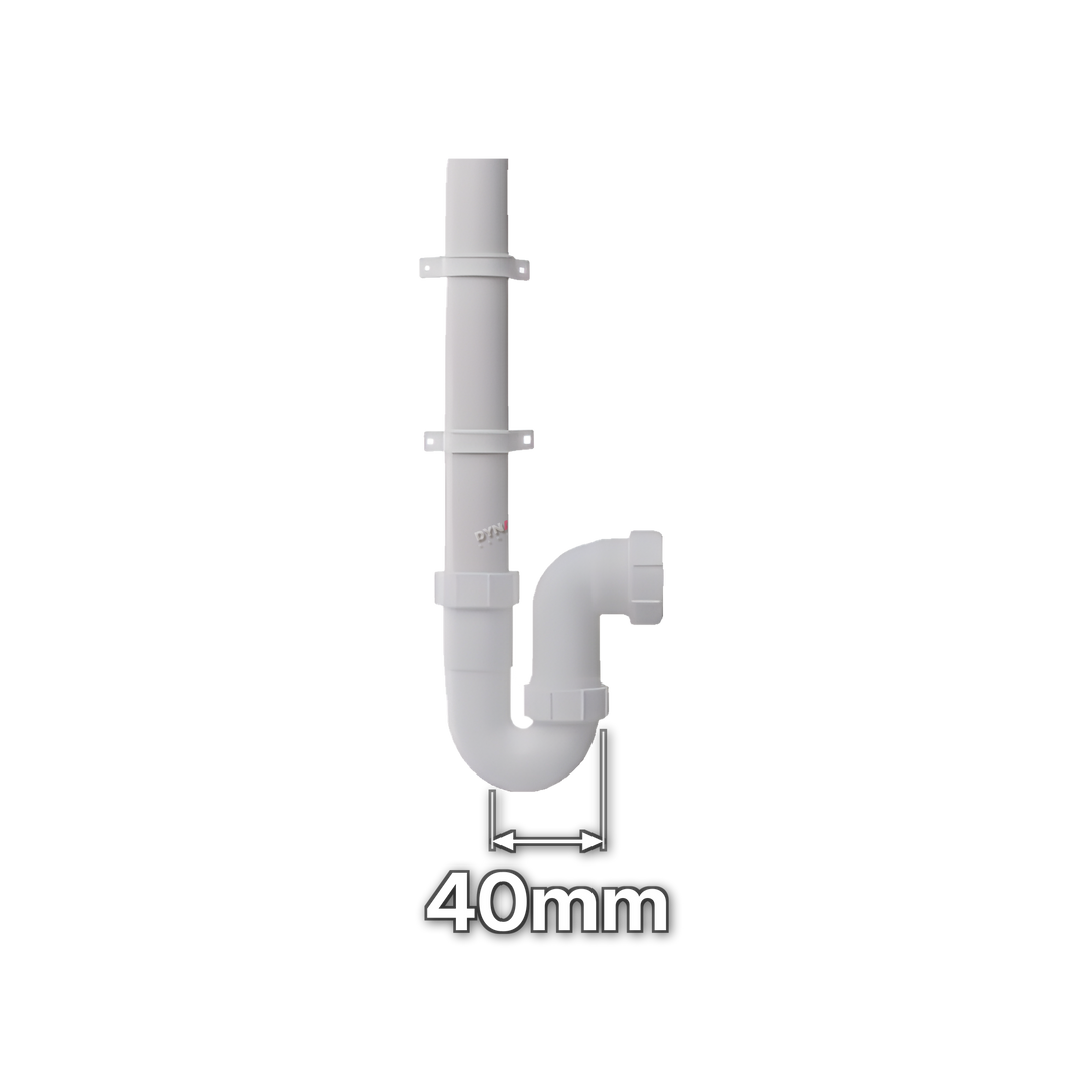 1½" (40mm) Washing Machine Standpipe Trap with 500mm Standpipe (code 112WM), size marked with white arrows: 40mm