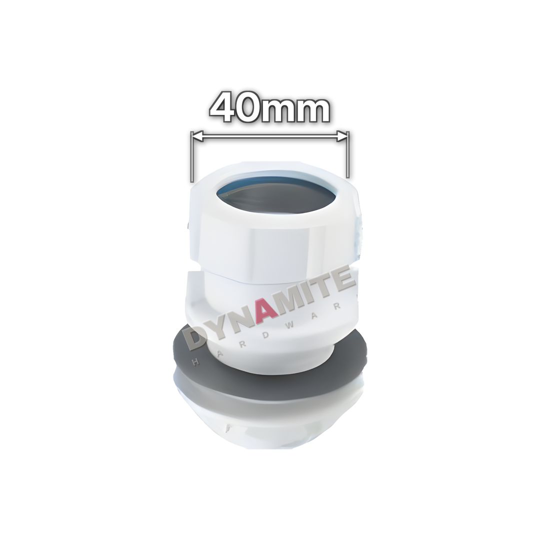 1½" (40mm) White Compression Waste Tank Connector (code OFTC40), size marked with white arrows: 40mm