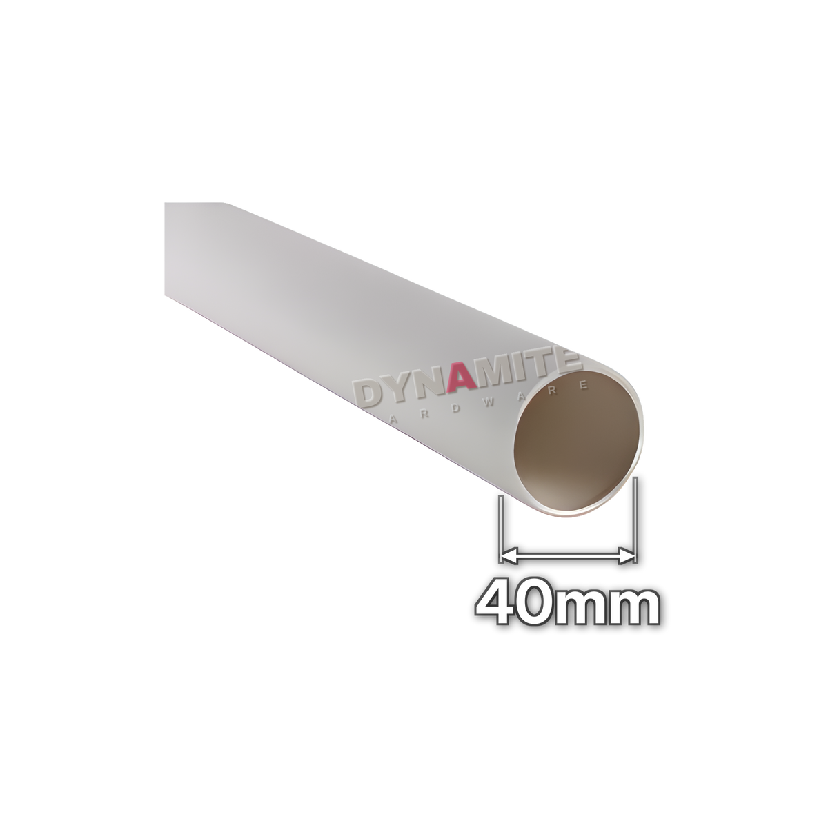 1½" (40mm) White Solvent Weld Waste Pipe - 3m Length (code 3M40), size marked with white arrows: 40mm