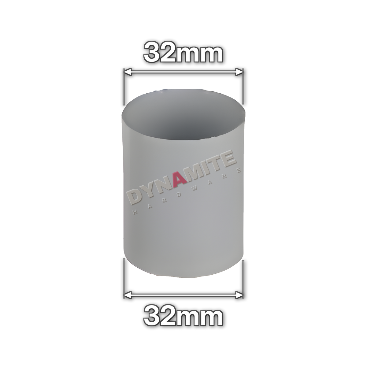 1¼" (32mm) White Solvent Weld Waste Straight Coupling (code 32CW), size marked with white arrows: 32mm x 32mm