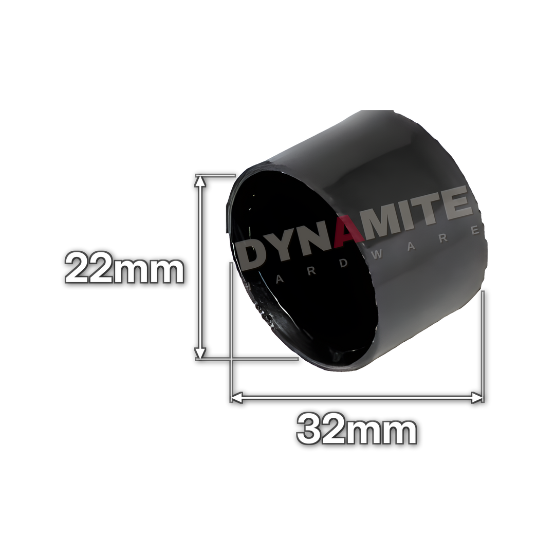 1¼" x ¾" (32mm x 22mm) Black Solvent Weld Waste Insert Reducer (code 3222B), size marked with white arrows: 32mm x 22mm