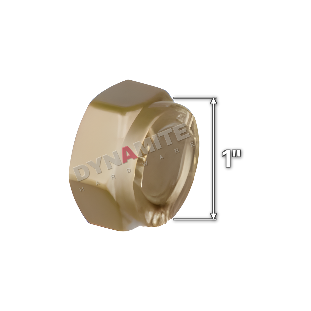 1" brass compression blanking cap (Excel 3721), 1" size marked with a white arrow