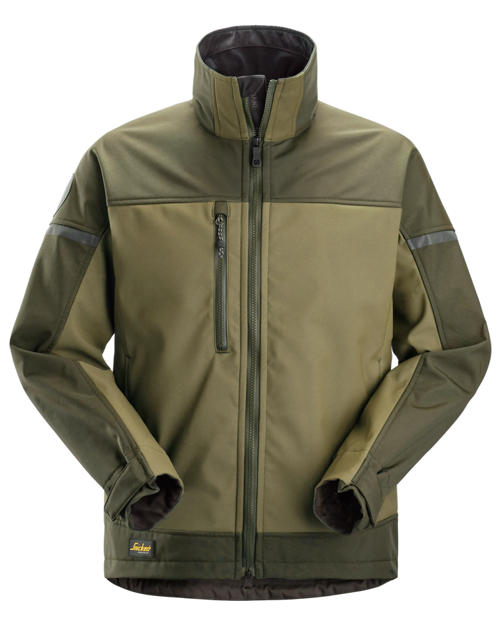 Snickers Khaki Green, Softshell Stretch Jacket (1216) - Dynamite Hardware