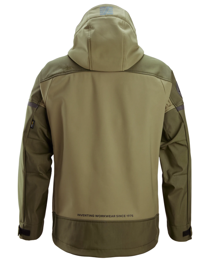 Snickers Khaki Green, Hooded Softshell Stretch Jacket (1226) - Dynamite Hardware