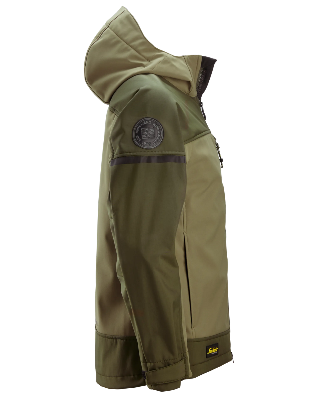 Snickers Khaki Green, Hooded Softshell Stretch Jacket (1226) - Dynamite Hardware