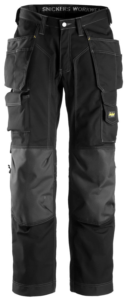 Snickers Black Floorlayer Holster Pockets Trousers, Rip-Stop (3223) - Dynamite Hardware