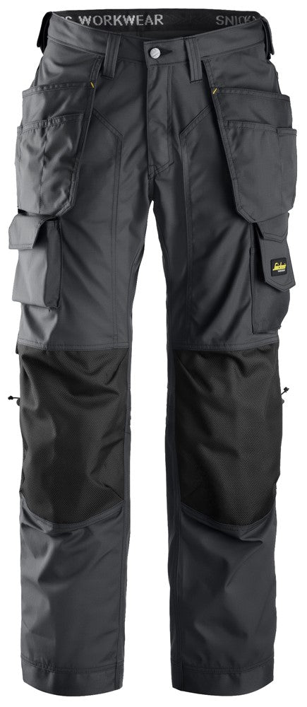 Snickers Steel Grey Floorlayer Holster Pockets Trousers, Rip-Stop (3223) - Dynamite Hardware
