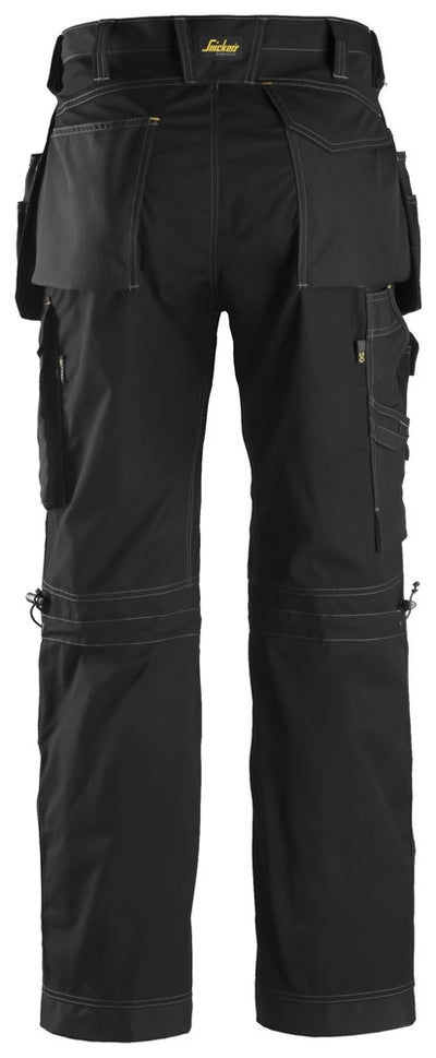 Snickers Black Floorlayer Holster Pockets Trousers, Rip-Stop (3223) - Dynamite Hardware