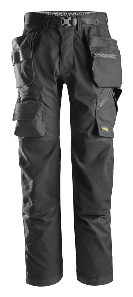 Snickers Black FlexiWork, Floorlayer Trousers+ Holster Pockets (6923) - Dynamite Hardware