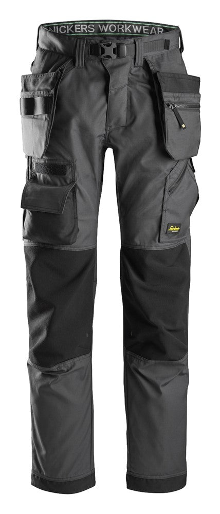 Snickers Steel Grey FlexiWork, Floorlayer Trousers+ Holster Pockets (6923) - Dynamite Hardware