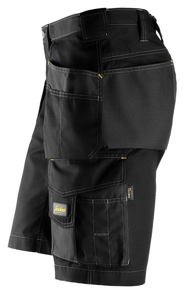 Snickers Black Craftsmen Shorts Holster Pockets, Rip-Stop (3023) - Dynamite Hardware