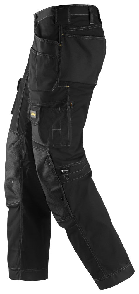 Snickers Black Floorlayer Holster Pockets Trousers, Rip-Stop (3223) - Dynamite Hardware