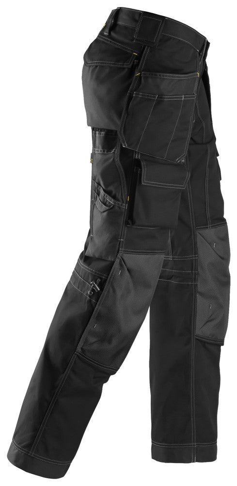 Snickers Black Floorlayer Holster Pockets Trousers, Rip-Stop (3223) - Dynamite Hardware
