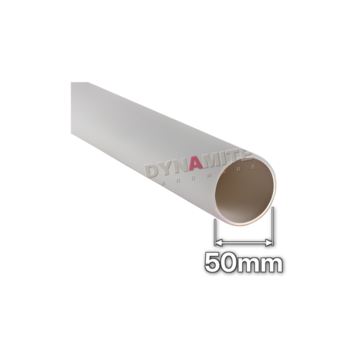 2" (50mm) White Solvent Weld Waste Pipe - 3m Length (code 3M50), size marked with white arrows: 50mm