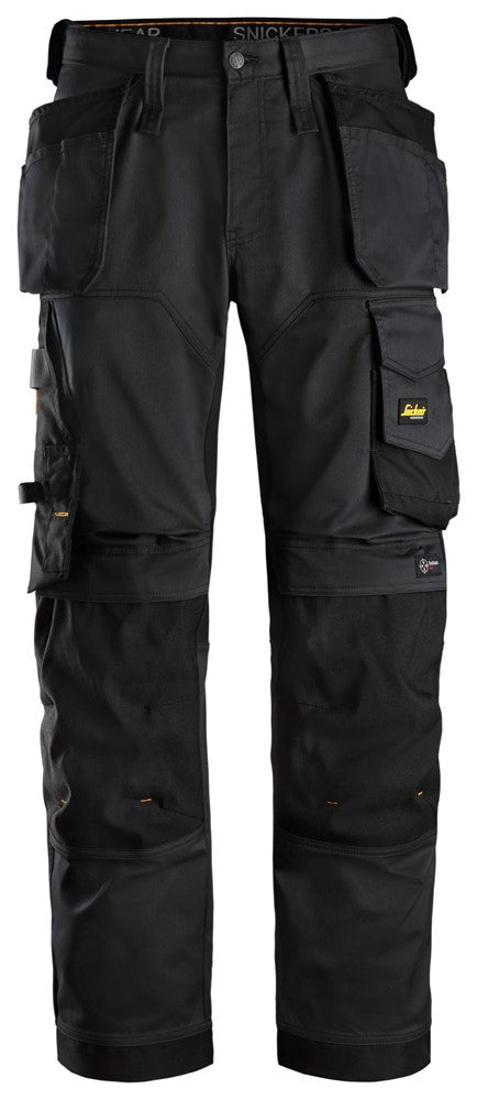 Snickers Black AllroundWork, Stretch Loose Fit Work Trousers Holster Pockets(6251) - Dynamite Hardware