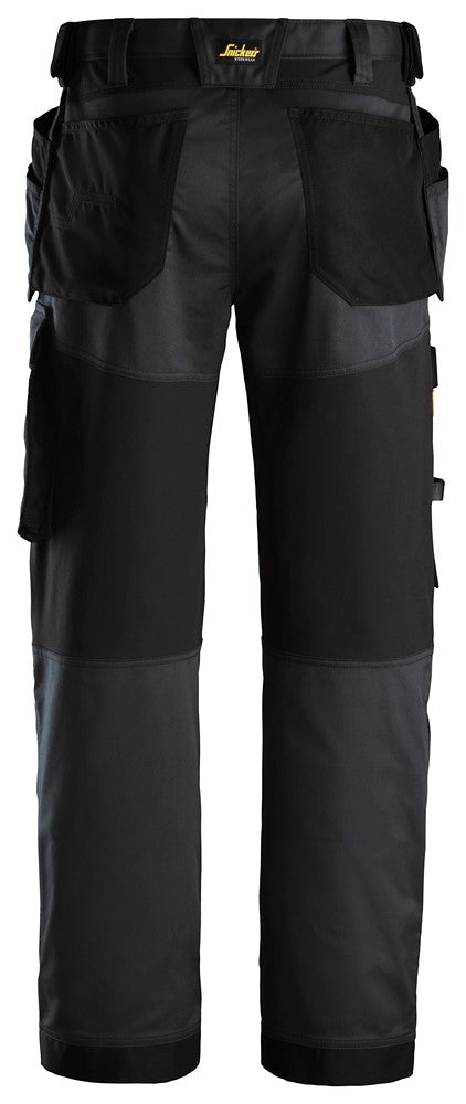 Snickers Black AllroundWork, Stretch Loose Fit Work Trousers Holster Pockets(6251) - Dynamite Hardware