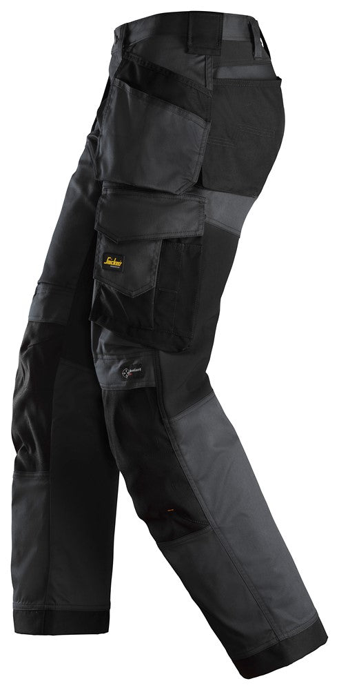 Snickers Black AllroundWork, Stretch Loose Fit Work Trousers Holster Pockets(6251) - Dynamite Hardware