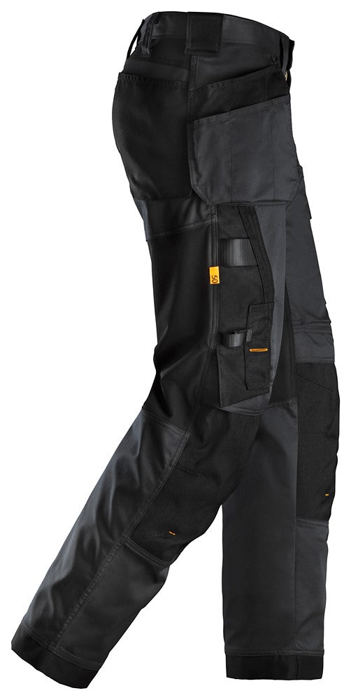 Snickers Black AllroundWork, Stretch Loose Fit Work Trousers Holster Pockets(6251) - Dynamite Hardware