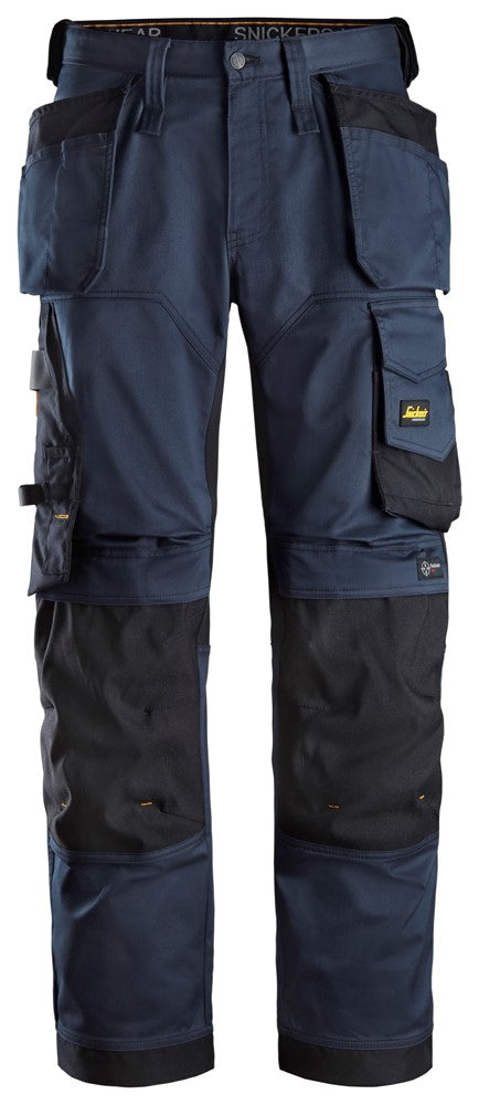 Snickers Navy AllroundWork, Stretch Loose Fit Work Trousers Holster Pockets(6251) - Dynamite Hardware