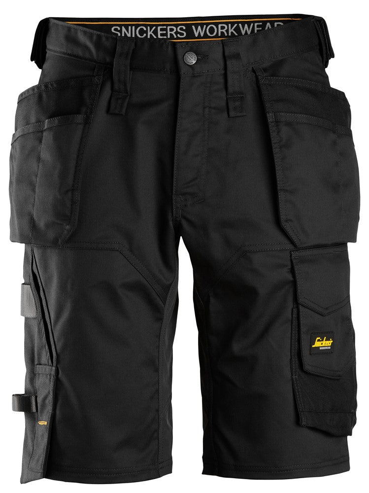 Snickers Black AllroundWork, Stretch Loose Fit Work Shorts Holster Pockets (6151) - Dynamite Hardware