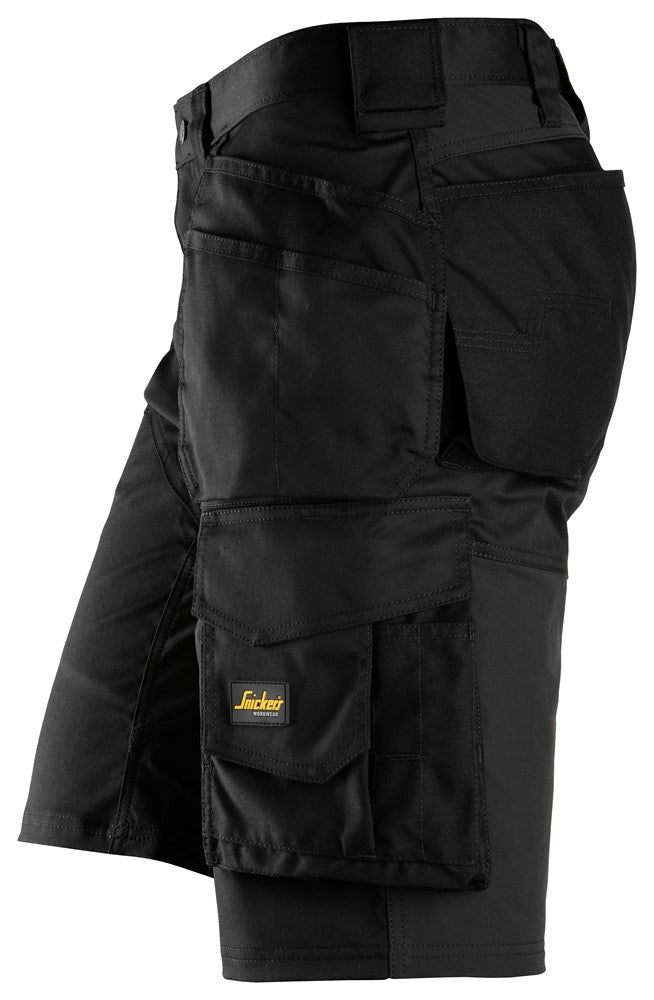 Snickers Black AllroundWork, Stretch Loose Fit Work Shorts Holster Pockets (6151) - Dynamite Hardware