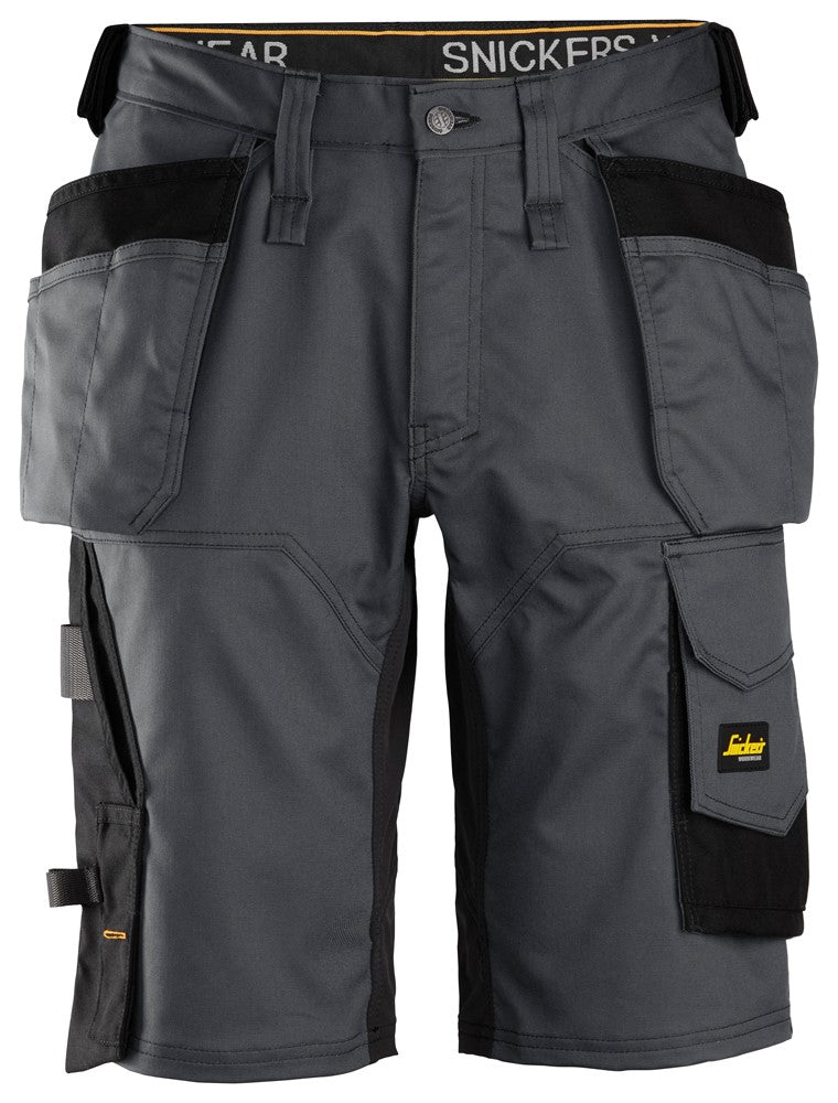 Snickers Steel Grey AllroundWork, Stretch Loose Fit Work Shorts Holster Pockets (6151) - Dynamite Hardware
