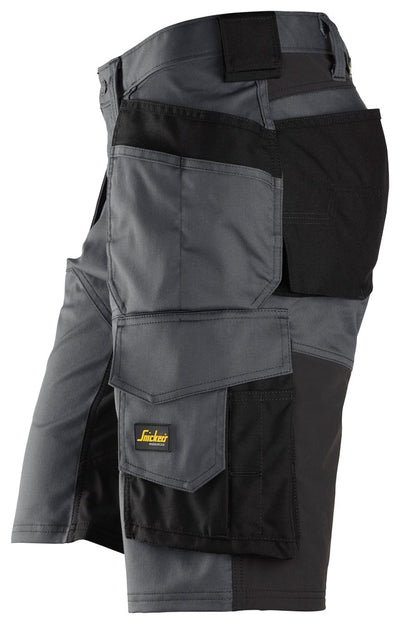 Snickers Steel Grey AllroundWork, Stretch Loose Fit Work Shorts Holster Pockets (6151) - Dynamite Hardware