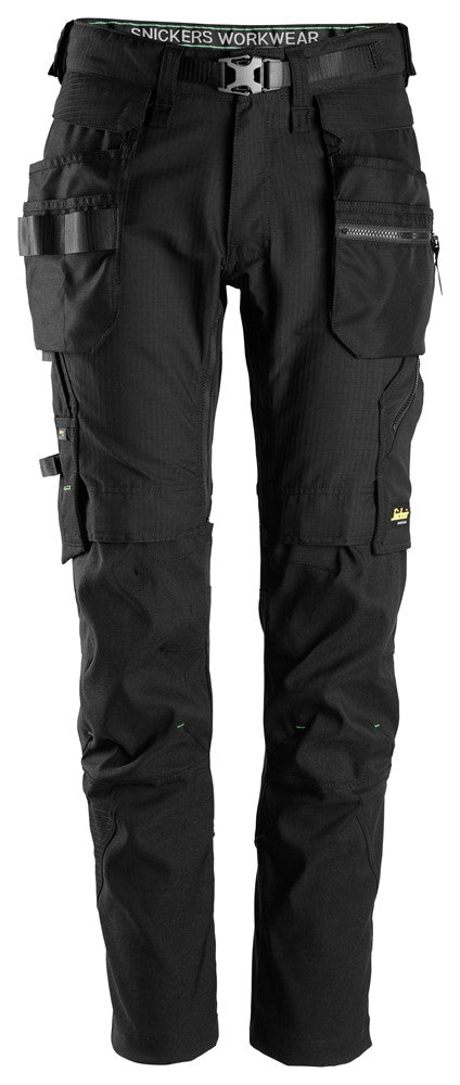 Snickers Black FlexiWork, Work Trousers+ Detachable Holster Pockets (6972) - Dynamite Hardware
