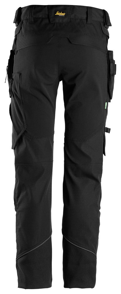 Snickers Black FlexiWork, Work Trousers+ Detachable Holster Pockets (6972) - Dynamite Hardware