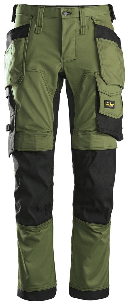 Snickers Khak Green, Stretch Trousers Holster Pockets (6241) - Dynamite Hardware