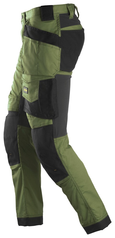 Snickers Khak Green, Stretch Trousers Holster Pockets (6241) - Dynamite Hardware