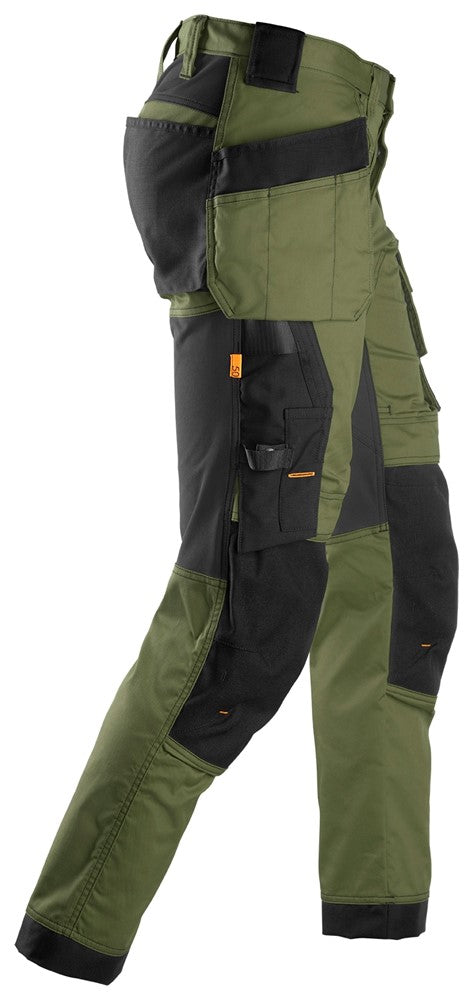 Snickers Khak Green, Stretch Trousers Holster Pockets (6241) - Dynamite Hardware