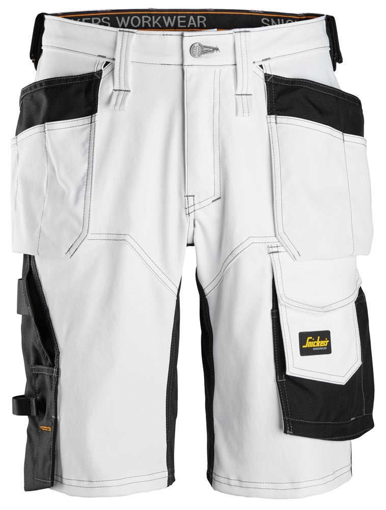 Snickers White AllroundWork, Stretch Loose Fit Work Shorts Holster Pockets (6151) - Dynamite Hardware