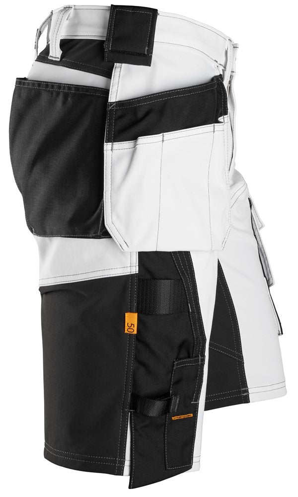 Snickers White AllroundWork, Stretch Loose Fit Work Shorts Holster Pockets (6151) - Dynamite Hardware