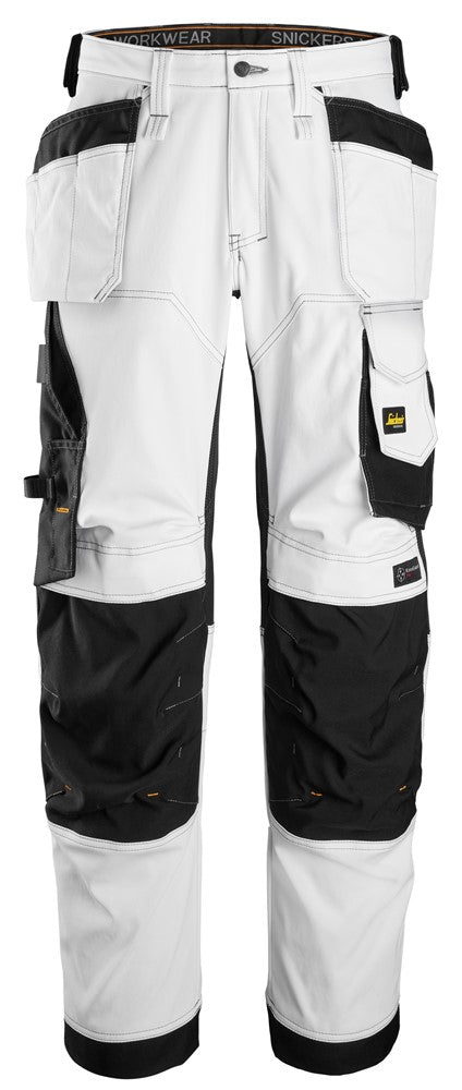 Snickers White AllroundWork, Stretch Loose Fit Work Trousers Holster Pockets(6251) - Dynamite Hardware