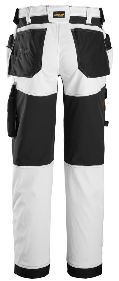 Snickers White AllroundWork, Stretch Loose Fit Work Trousers Holster Pockets(6251) - Dynamite Hardware