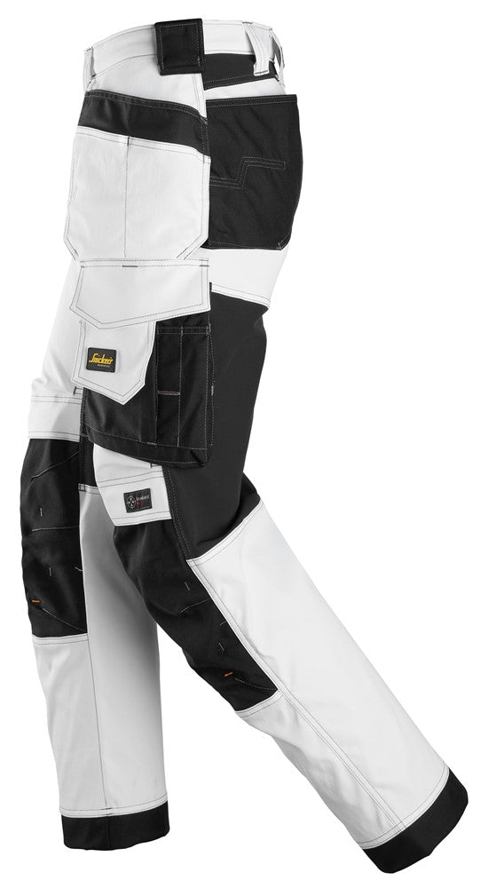 Snickers White AllroundWork, Stretch Loose Fit Work Trousers Holster Pockets(6251) - Dynamite Hardware