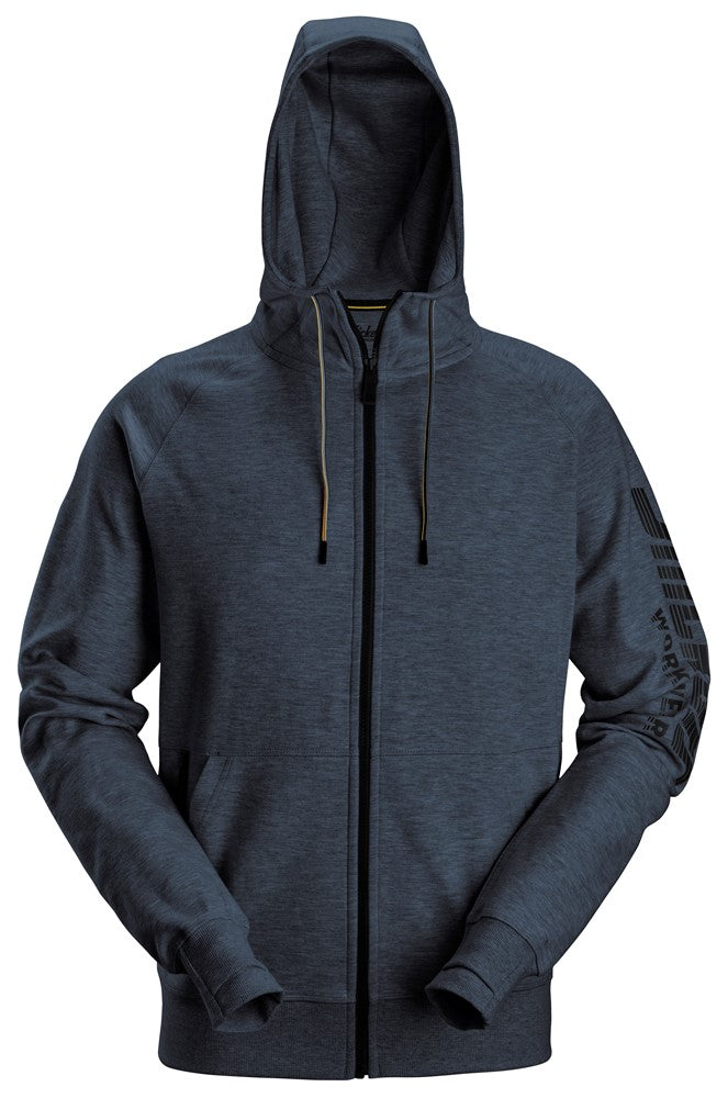 Snicker Logo Full Zip Hoodie - Dark Navy Melange (2895) - Dynamite Hardware