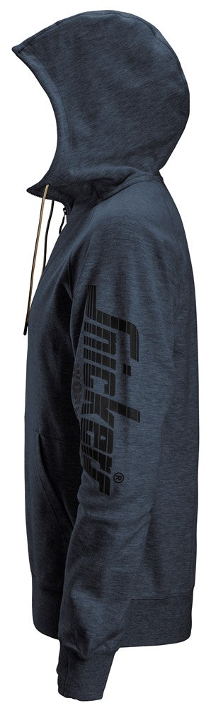 Snicker Logo Full Zip Hoodie - Dark Navy Melange (2895) - Dynamite Hardware