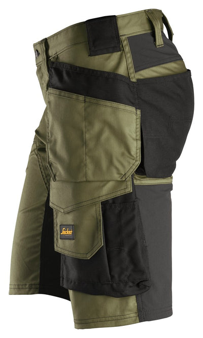 Snickers Khaki Green AllroundWork, Stretch Shorts Holster Pockets (6141) - Dynamite Hardware