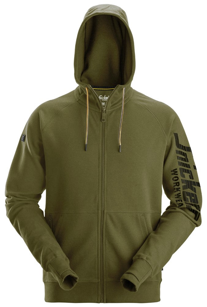 Snicker Logo Full Zip Hoodie - Khaki Green (2895) - Dynamite Hardware